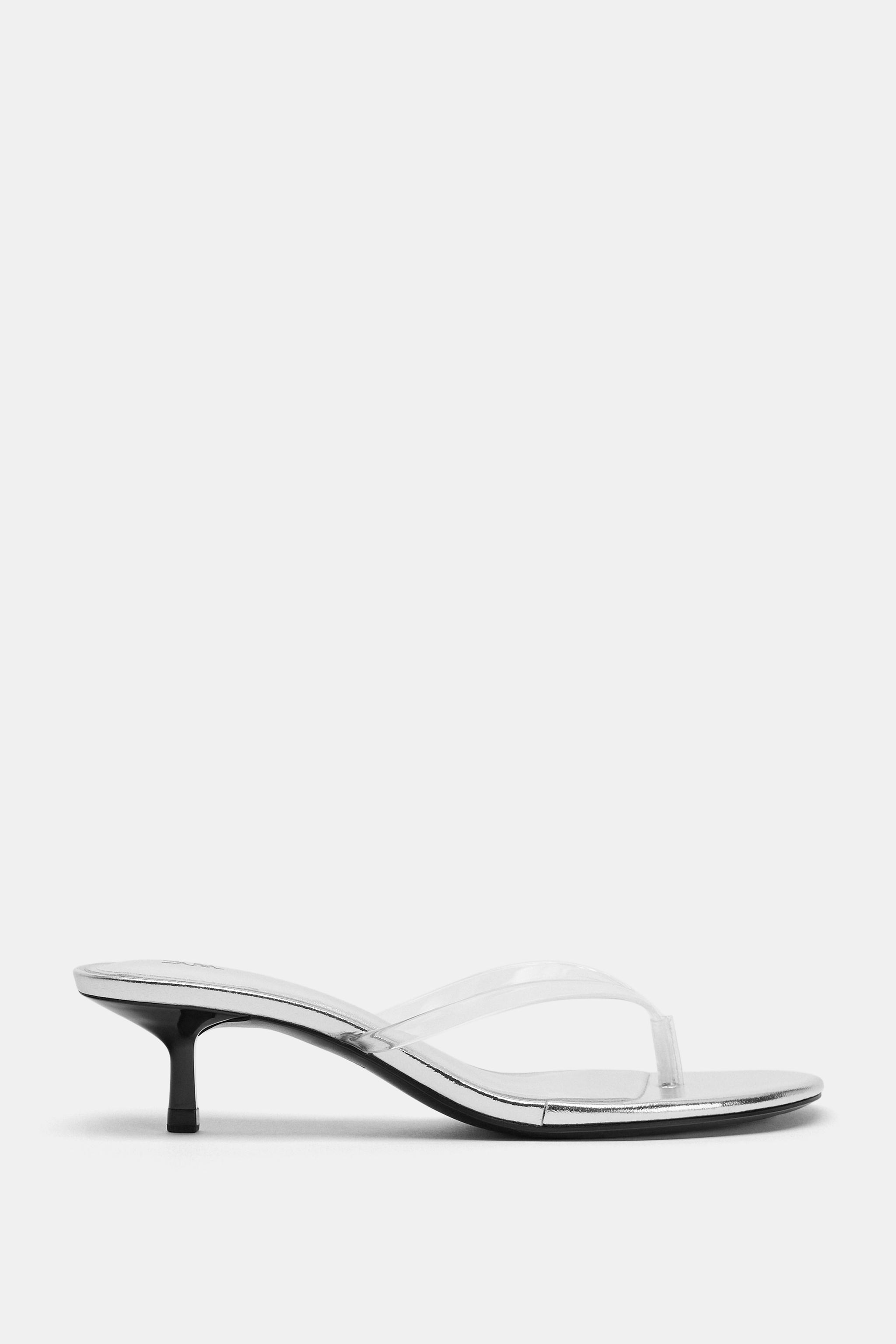 METALLIC EFFECT HEELED SANDALS